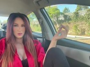 Italian Milf Artemisia Love 420 Smoke Sesh in the car / Flashing big boobs Full videos on OF 6/16