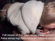 Dziwka na parkingu dla TIRów zerżnięta publicznie i zalana spermą w usta 7/16