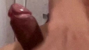 Solo masturbation until my cock squirts milk. Missing my wife traveling.