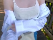 Eカップ157cm42kgのノーブラ散歩 Japanese no bra in public 1/16