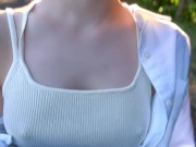 Eカップ157cm42kgのノーブラ散歩 Japanese no bra in public 11/16