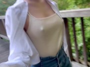 Eカップ157cm42kgのノーブラ散歩 Japanese no bra in public 2/16