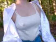 Eカップ157cm42kgのノーブラ散歩 Japanese no bra in public 3/16