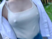 Eカップ157cm42kgのノーブラ散歩 Japanese no bra in public 4/16