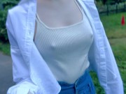Eカップ157cm42kgのノーブラ散歩 Japanese no bra in public 5/16