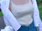 Eカップ157cm42kgのノーブラ散歩 Japanese no bra in public 7/16