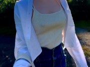 Eカップ157cm42kgのノーブラ散歩 Japanese no bra in public 8/16