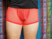4K Red Mesh Transparent Underwear Try-on Review 16/16