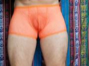 4K Orange Fishnet Underwear Try-on Review 12/16