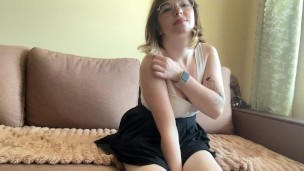 Beautiful brunette gets naked on camera.