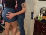 CFNM Hotwife Strips Cuckold to Tease his Locked Cock! 1/16