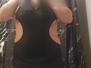 After Work Chubby Woman Showing off tits in black lingerie 4/16