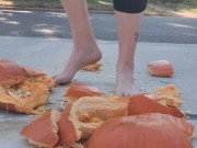 Stomping out and smashing a whole pumpkin with my barefeet 12/16