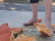 Stomping out and smashing a whole pumpkin with my barefeet 15/16