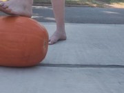 Stomping out and smashing a whole pumpkin with my barefeet 2/16