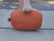 Stomping out and smashing a whole pumpkin with my barefeet 3/16