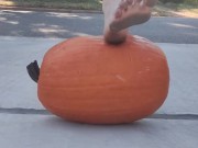 Stomping out and smashing a whole pumpkin with my barefeet 7/16