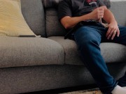 HOT DILF JERKS OFF ON THE COUCH - JOHNNY STACKED 4/16