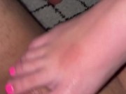 Teen rubs soft feet on my cock 3/16