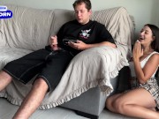 Stepsister Prank Failed... She Wanted Scare Stepbrother But He Start Jerking Off Thinking He Alone! 2/16