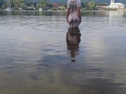 Tender girl. Nymph walks in a wet transparent shirt 10/16