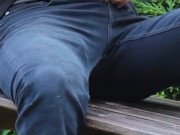 Quick strip and jerk off on public picnic table 2/16