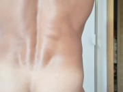 Hot striptease in a pull up bar - Big hard cock masturbation 13/16
