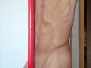 Hot striptease in a pull up bar - Big hard cock masturbation 16/16