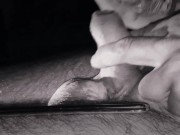 A metal dilator in the male urethra. Nice dick! 4/16