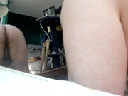 nude male relaxing waiting for gas engineer on a sunny day 10/16