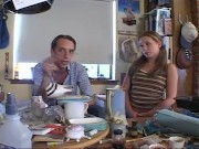 Sexy Christie rides the big cock with her hairy pussy 1/16