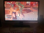 I get horny watching my boyfriend play porn game and suck his dick until he cums in my little throat 2/16