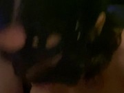 I get horny watching my boyfriend play porn game and suck his dick until he cums in my little throat 4/16