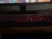 I get horny watching my boyfriend play porn game and suck his dick until he cums in my little throat 8/16