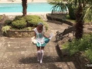 Kinky girl watching her friend with two guys Outdoor 1/16