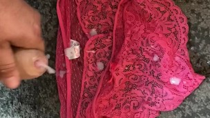 Sissy Lucy slut cums on wife’s knickers in nylons