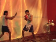 Two handsome guys talked a blonde girl into fucking with them 1/16