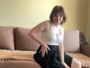 Beautiful student in a skirt stroking her body 😍 16/16