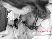 Three lucky guys talked two babes into fucking with them 4/16