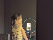 Beautiful bitch in dark lingerie shows her ass💕 1/16