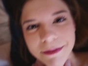 Condom RIPPED! Teen step sister likes it hard! MASSIVE creampie in her horny pussy 1/16