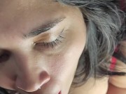 I sucked him nicely and got his hot cum on my bobs 14/16