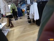 A girl walks in a short skirt without panties in a shopping mall 4/16