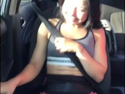 Beautiful girl masturbates in the car on the way home 12/16