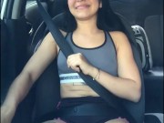 Beautiful girl masturbates in the car on the way home 8/16