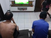 my husband lost me in the bet and I had to stay with his friend in front of him 3/16