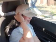 naughty and horny girl uses vibrator on the way home. 4/16