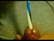 Urethral insertion with toothbrush 3/16