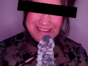 Fat Ass Asian Bounces on Monster Dildo 7/16