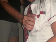 Naughty Schoolgirl with hot tits cum in the toilet 1/16